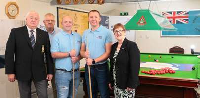 Image shows RAF snooker players in front of table
